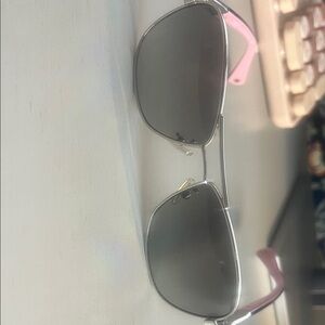 Coach Silver Aviator Sunglasses with Pink Temple Tips